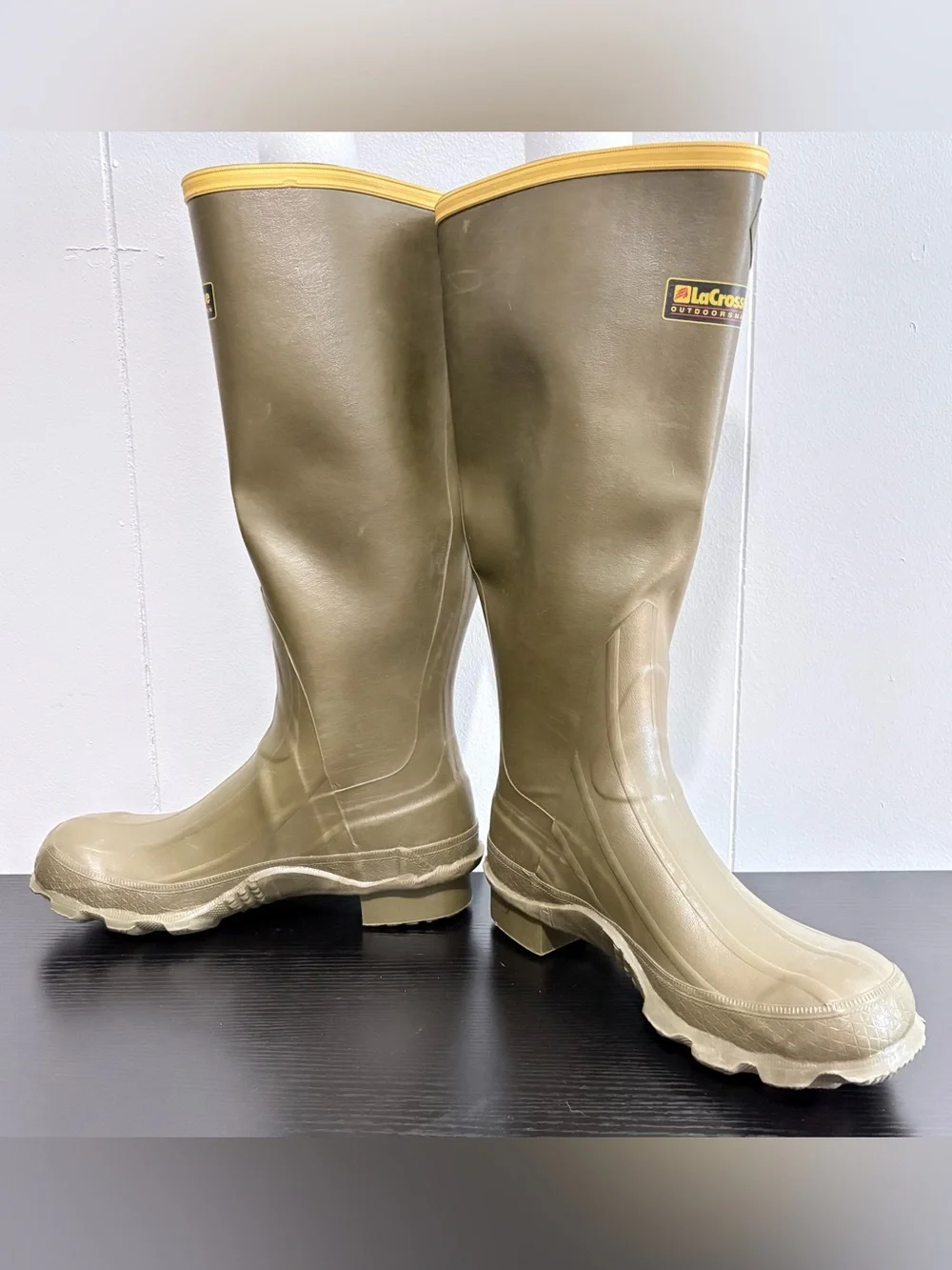 Vintage LaCrosse Outdoorsman Rubber Boots Mens 7 Green Hunting Fishing USA